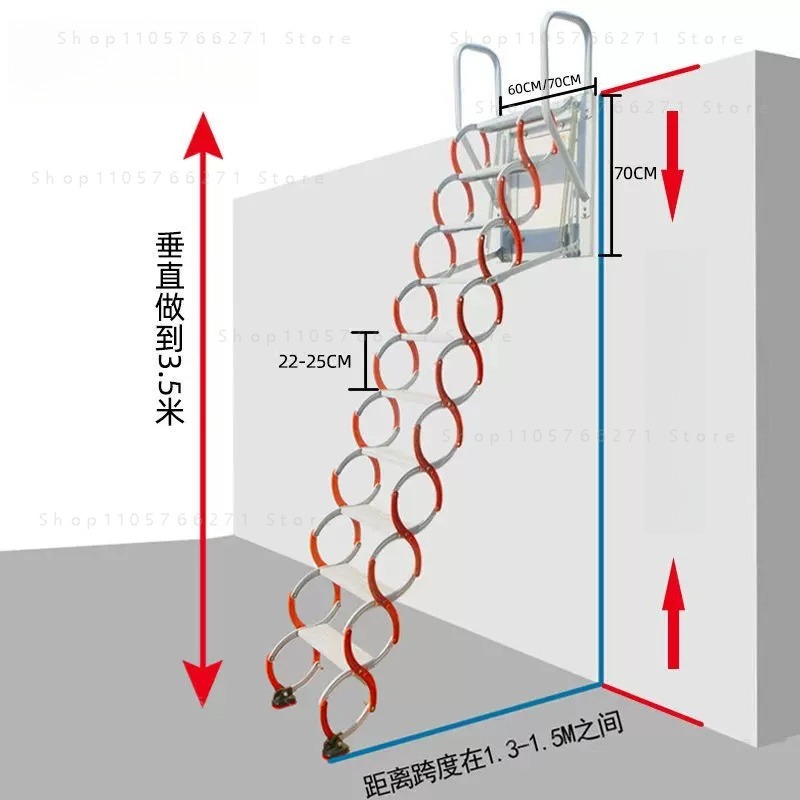 屋根裏伸縮式はしご 折りたたみ式ロフト階段 高耐久性 壁掛け - Fire Escape Ladder のレビューと価格