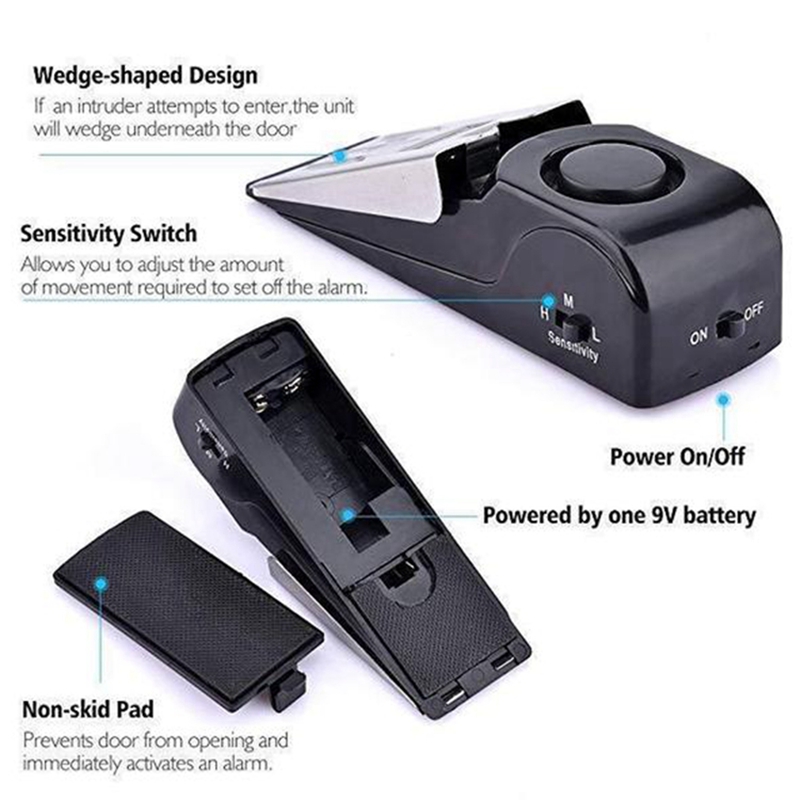 ワイヤレスドアストップアラームロック 125dB 振動センサ - Door Stop Alarm のレビューと価格